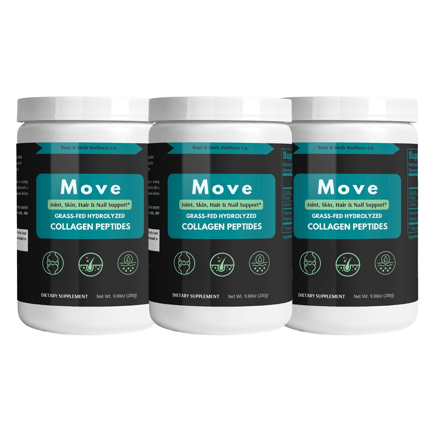 3 bottles of move collagen powder