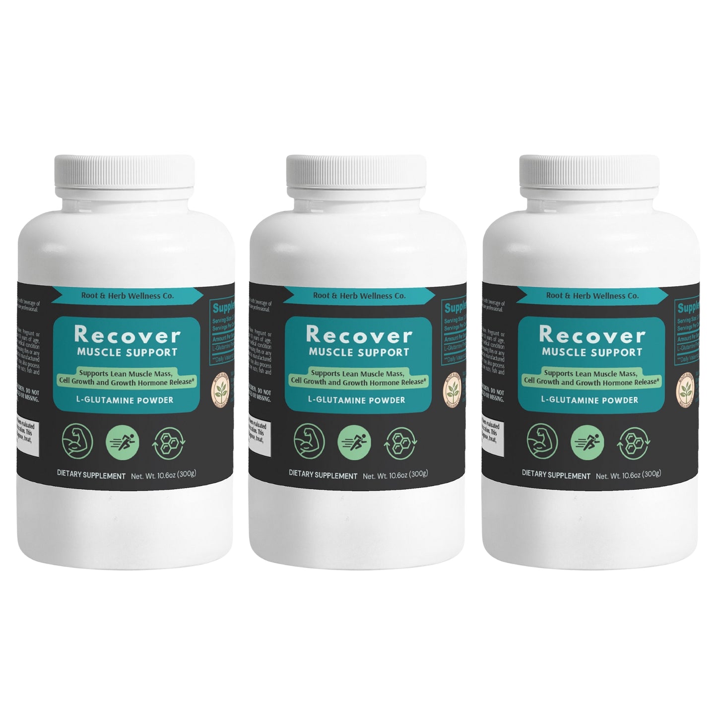 3 bottles of Recover L-glutamine