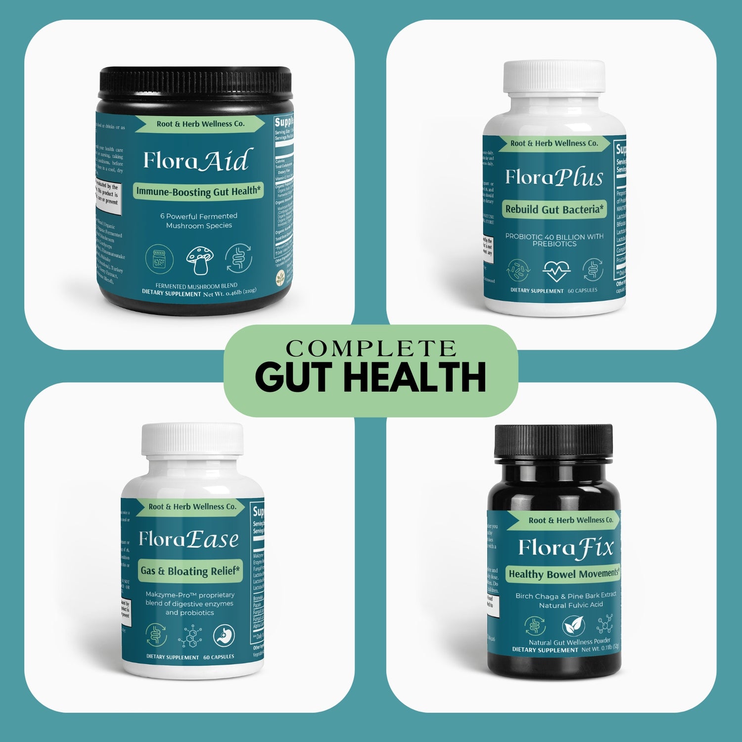 complete gut health bundle from root and herb wellness co.