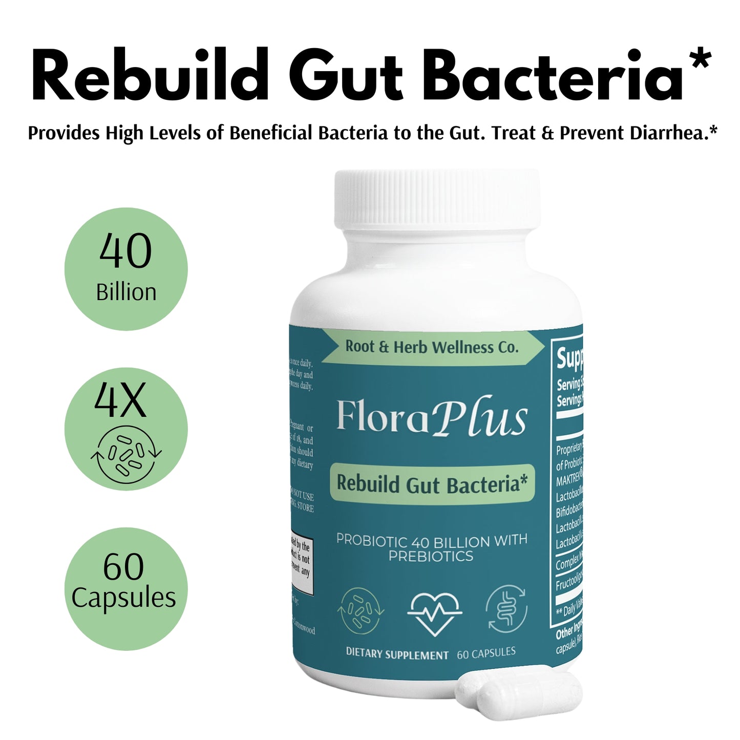 FloraPlus probiotic bottle and benefits